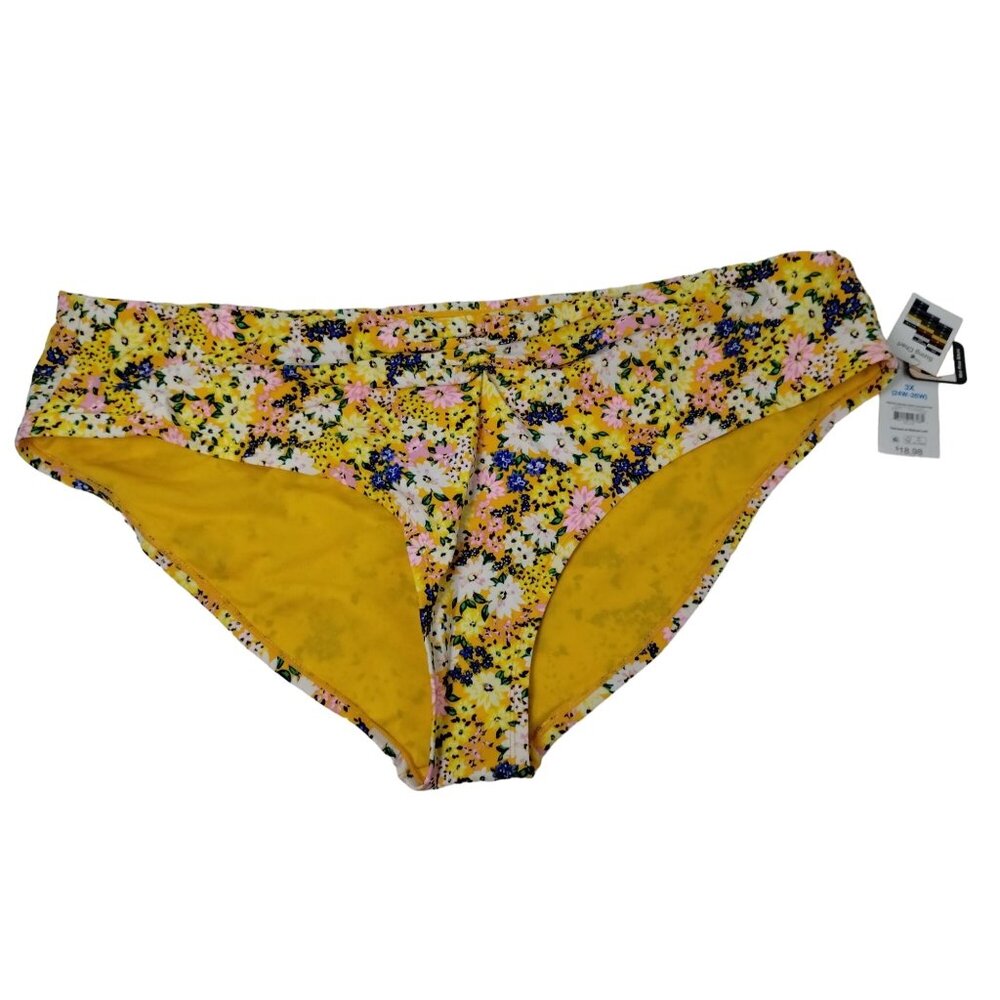 Time and True Womens 3XL Marigold Ditsy Meadow Mid Rise Bikini Bottom